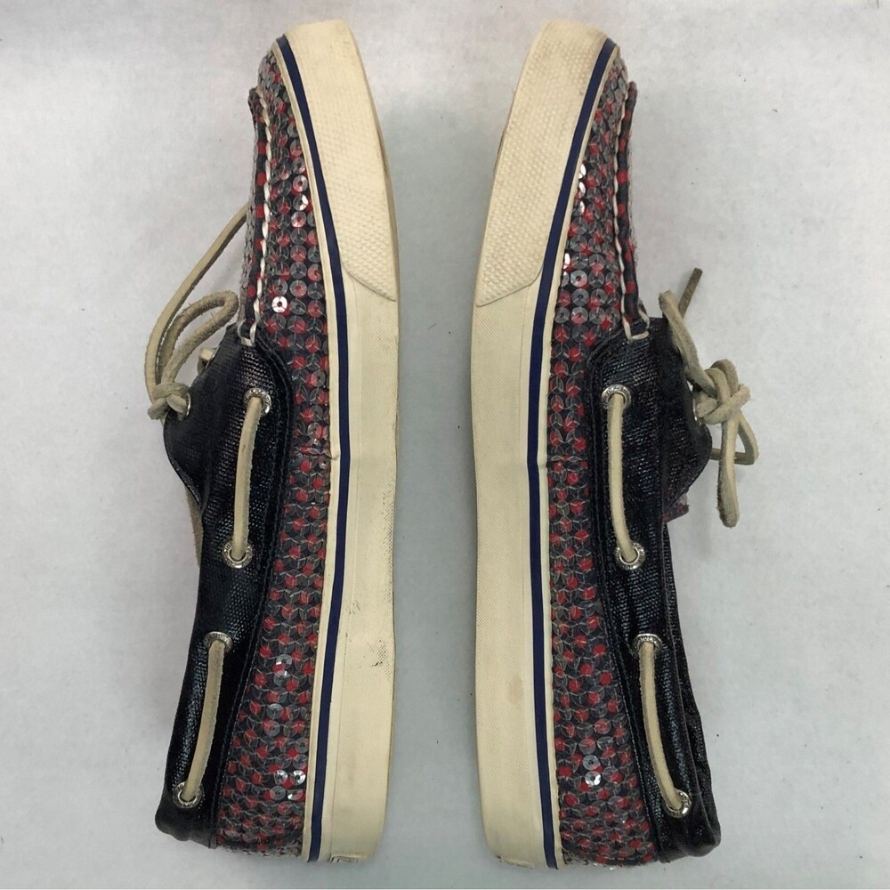 Sperry Shoes Women' Size 8M Red & Navy Sequins Top-Sider Boat Shoes  D12-CH171 - Picture 6 of 10